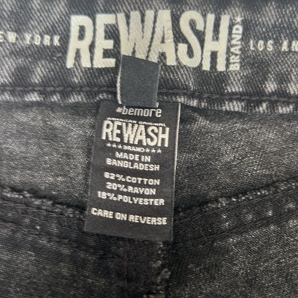 Rewash Super High Rise Wide Leg Charcoal  Distressed Jeans Women Sz 3/26